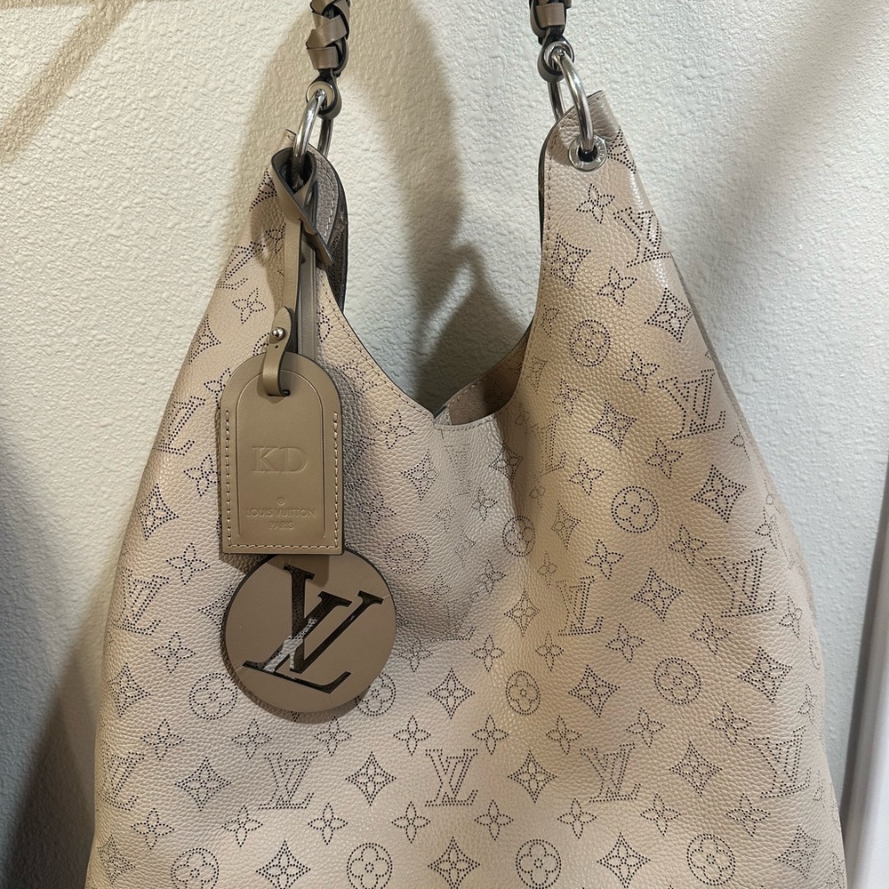 Louis Vuitton Cream Monogram Hobo Bag with Gold Hardware